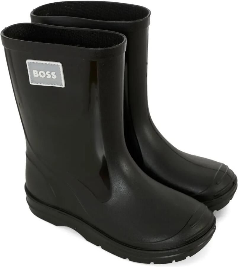 BOSS Kidswear Regenlaarzen met logopatch Zwart