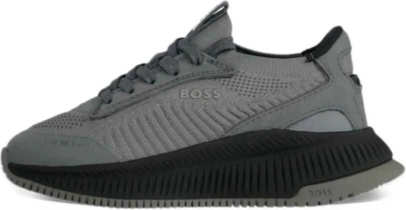 BOSS Kidswear ribbed-knit panelled sneakers Grijs