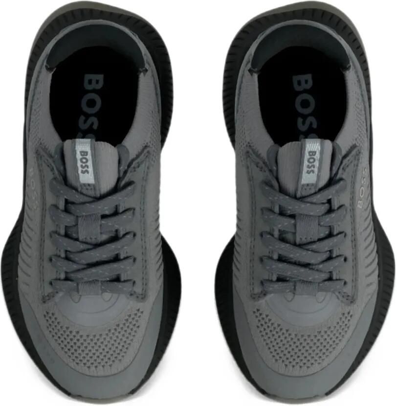 BOSS Kidswear ribbed-knit panelled sneakers Grijs - Foto 2