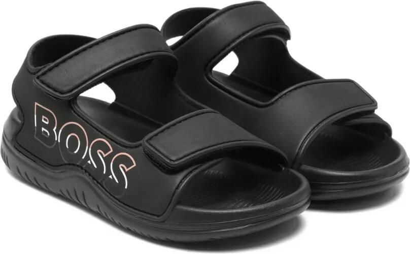 BOSS Kidswear Sandalen met logobandje Zwart