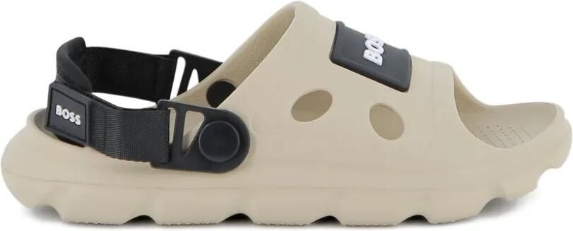 BOSS Kidswear Sandalen met logoplakkaat Beige