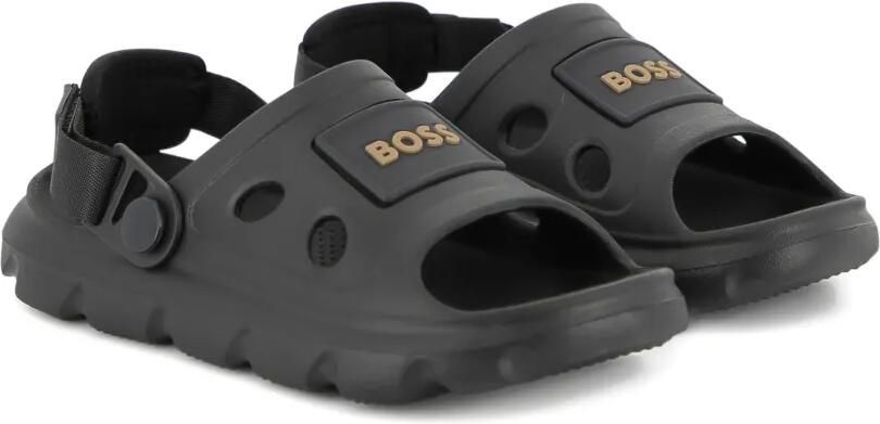 BOSS Kidswear Sandalen met logoplakkaat Zwart