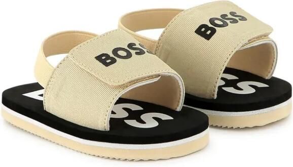 BOSS Kidswear Sandalen met logoprint Beige