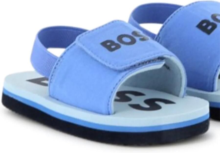 BOSS Kidswear Sandalen met logoprint Blauw - Foto 2