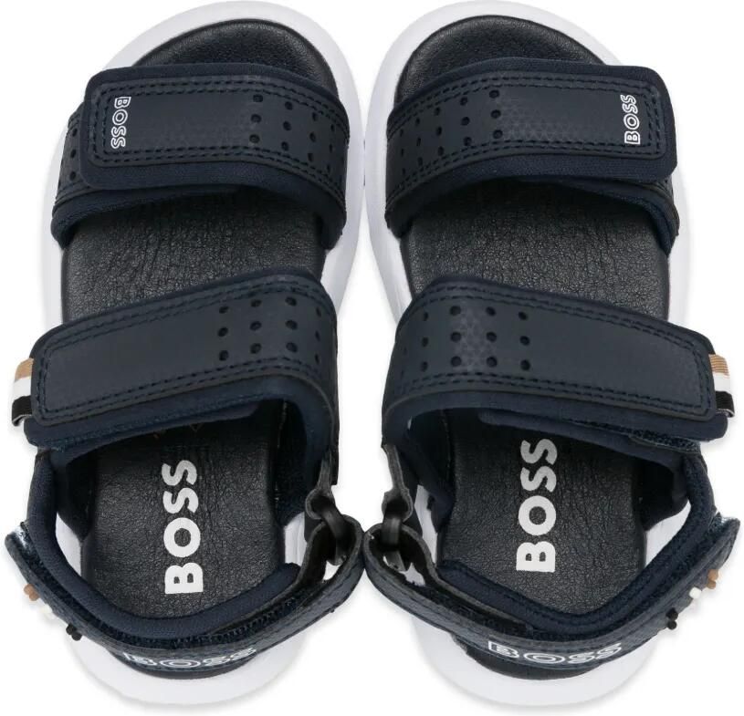 BOSS Kidswear Sandalen met logoprint Blauw - Foto 2