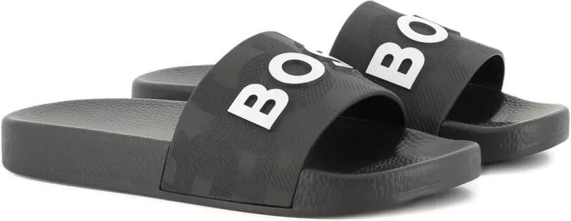 BOSS Kidswear Slippers met logo-reliëf Zwart