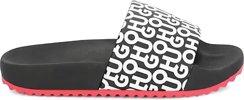 BOSS Kidswear Slippers met logo Zwart