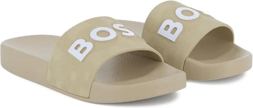 BOSS Kidswear Slippers met logodetail Beige
