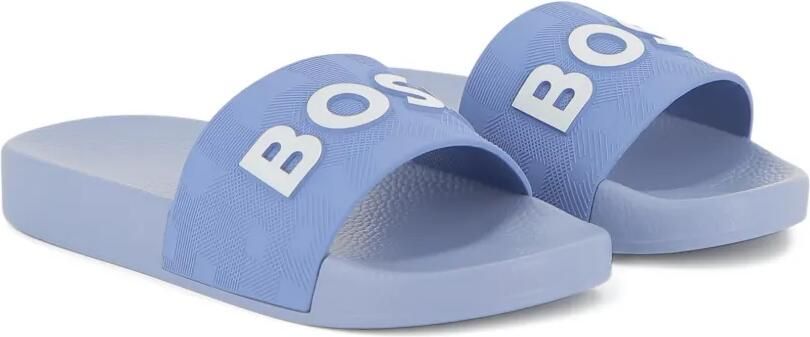 BOSS Kidswear Slippers met logodetail Blauw