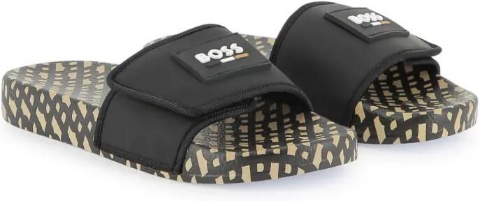 BOSS Kidswear Slippers met logoprint Zwart