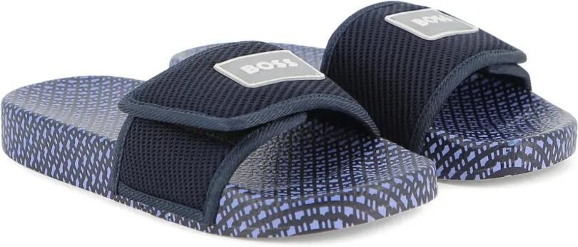 BOSS Kidswear Slippers met patroon Blauw