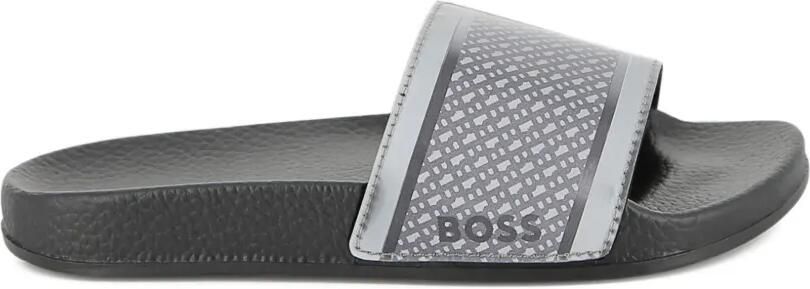 BOSS Kidswear Slippers met patroon Zwart