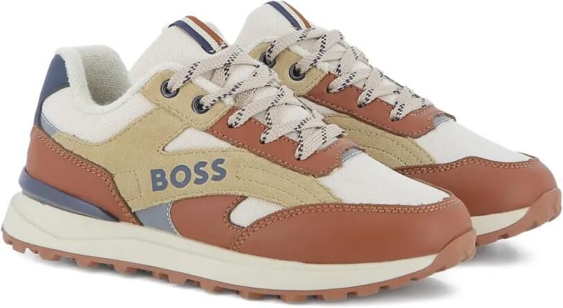 BOSS Kidswear Sneakers met colourblocking Bruin
