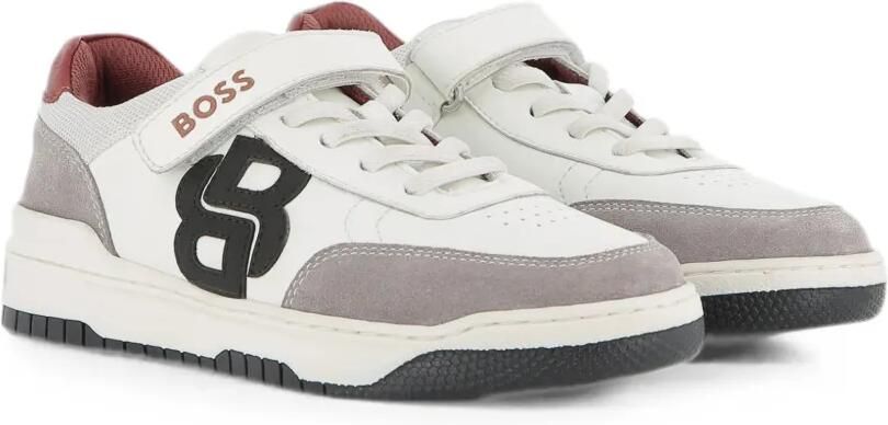 BOSS Kidswear Sneakers met dubbele B-patch en klittenband Wit