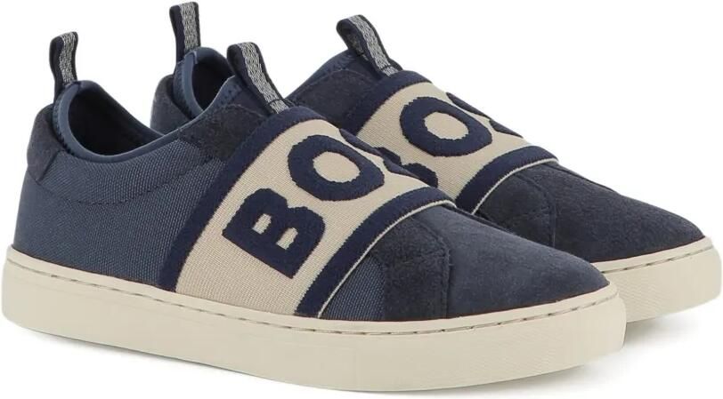 BOSS Kidswear Sneakers met elastische logoband Blauw