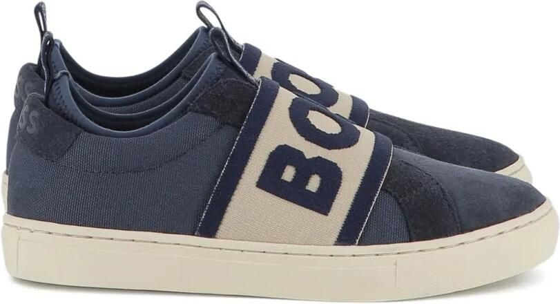 BOSS Kidswear Sneakers met elastische logoband Blauw - Foto 4