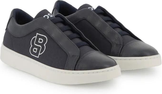 BOSS Kidswear Sneakers met geborduurd logo Blauw