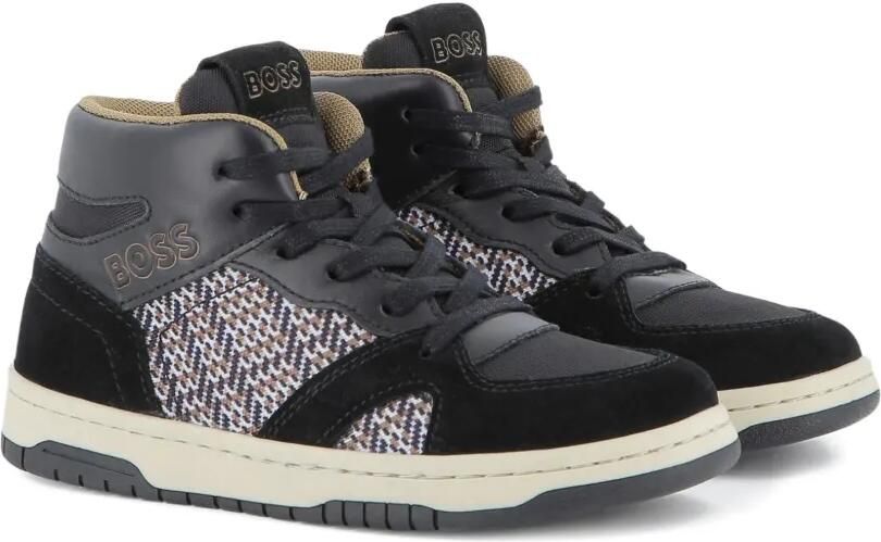 BOSS Kidswear Sneakers met logo-reliëf Zwart