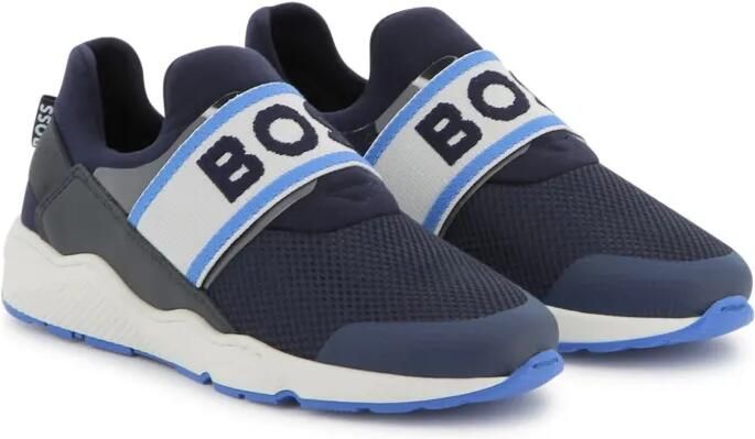 BOSS Kidswear Sneakers met logoband Blauw