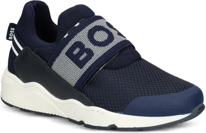 BOSS Kidswear Sneakers met logoband Blauw