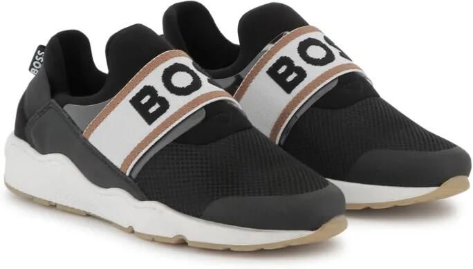 BOSS Kidswear Sneakers met logoband Zwart