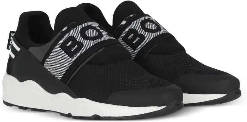 BOSS Kidswear Sneakers met logoband Zwart