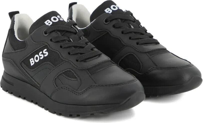 BOSS Kidswear Sneakers met logodetail Zwart