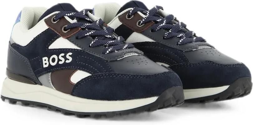 BOSS Kidswear Sneakers met logoprint Blauw