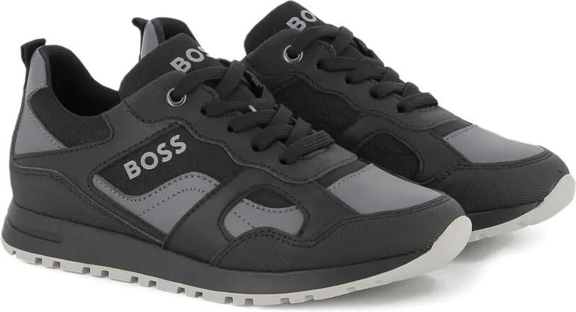 BOSS Kidswear Sneakers met mesh vlak Zwart