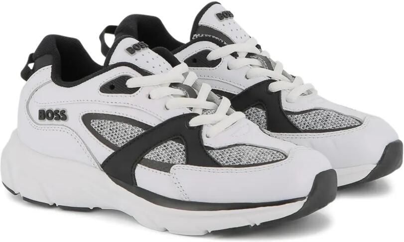 BOSS Kidswear Sneakers met mesh vlakken Wit