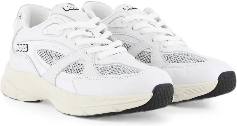 BOSS Kidswear Sneakers met mesh vlakken Wit