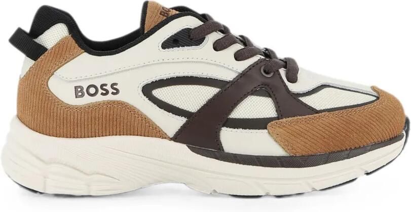 BOSS Kidswear Sneakers met ribfluwelen vlakken Beige - Foto 4