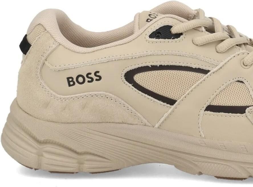 BOSS Kidswear Sneakers van leer en mesh Beige - Foto 2