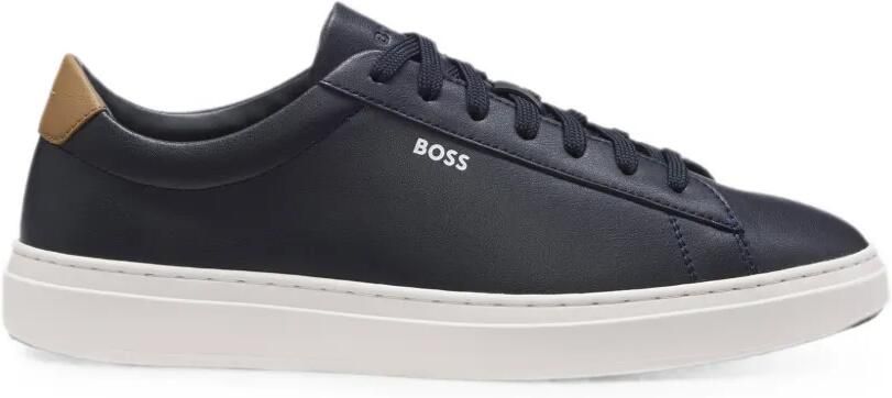 BOSS Kieran leren sneakers met kenmerkende streep stiksels Blauw