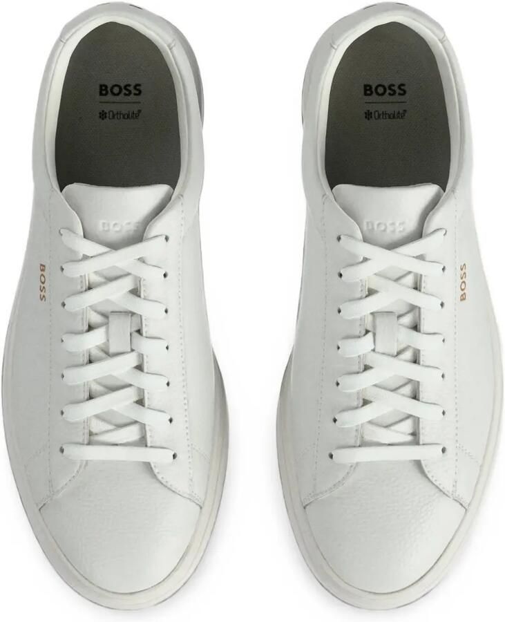 BOSS Kieran leren sneakers met textuur Wit