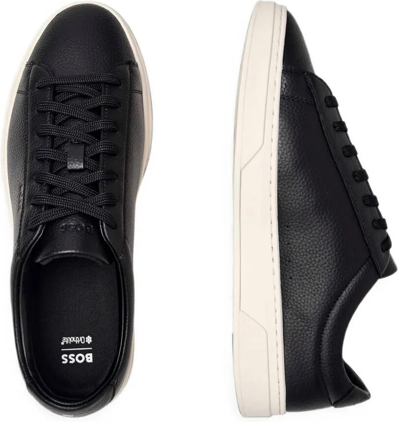 BOSS Kieran leren sneakers met textuur Zwart