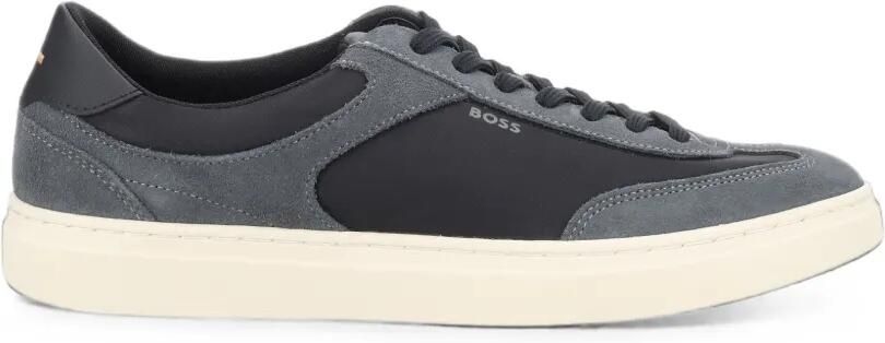BOSS Kieran sneakers met suède vlakken en logoprint Grijs