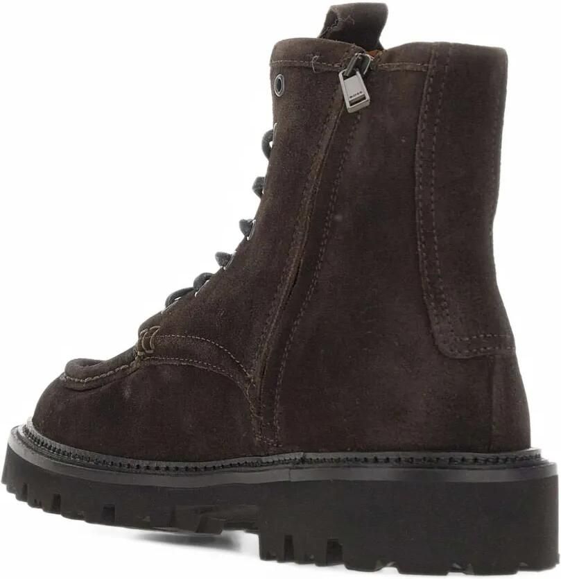 BOSS lace-up boots in suede with side-zipper Bruin - Foto 4