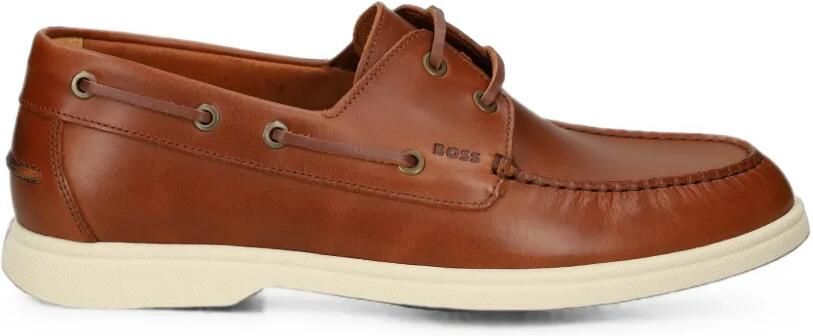 BOSS Leren bootschoenen met veters Bruin