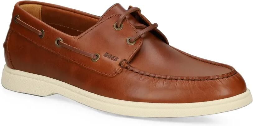 BOSS Leren bootschoenen met veters Bruin - Foto 4