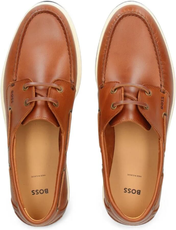 BOSS Leren bootschoenen met veters Bruin - Foto 2