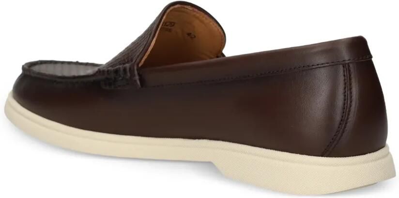 BOSS Leren loafers met geweven vlak Bruin - Foto 3