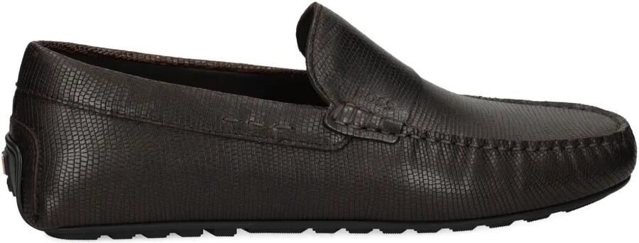 BOSS Leren loafers met print Bruin