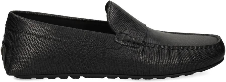 BOSS Leren loafers met print Zwart