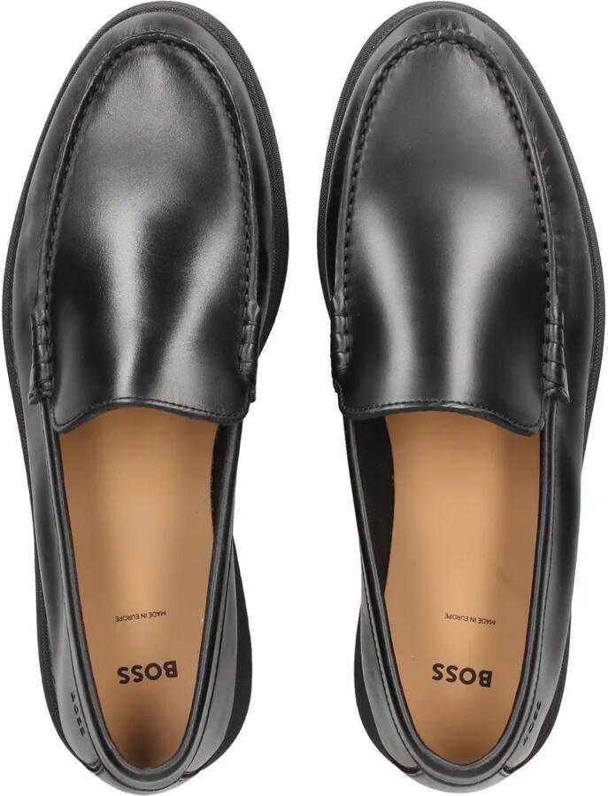 BOSS Leren mocassins met logo-reliëf Zwart - Foto 2
