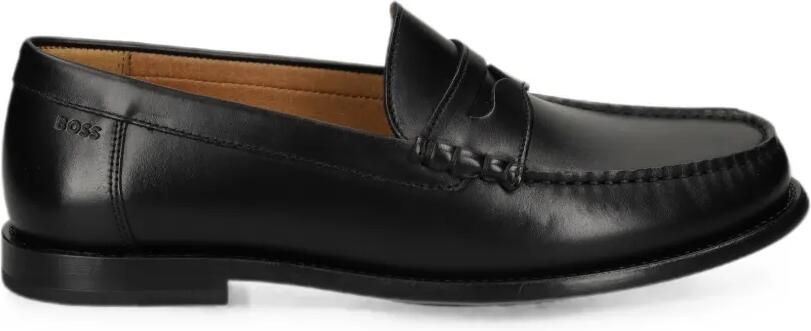 BOSS Leren mocassins met penny afwerking Zwart