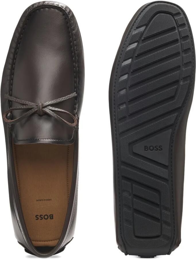 BOSS Leren mocassins met strik Bruin - Foto 3