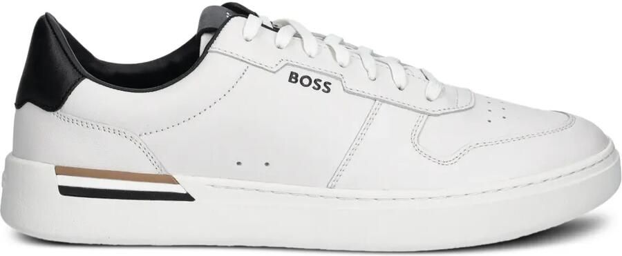 BOSS Leren sneakers met logo-detail Wit