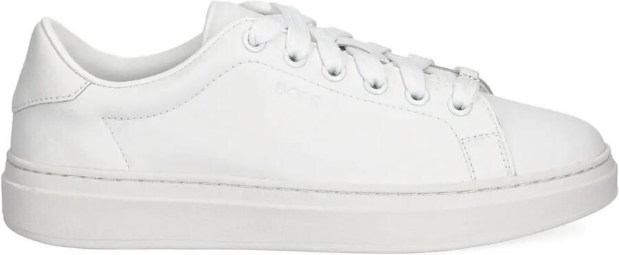 BOSS Leren sneakers met logo-reliëf Wit