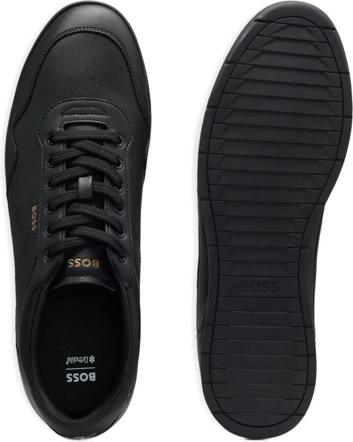 BOSS Leren sneakers met logo-stempel Zwart - Foto 2
